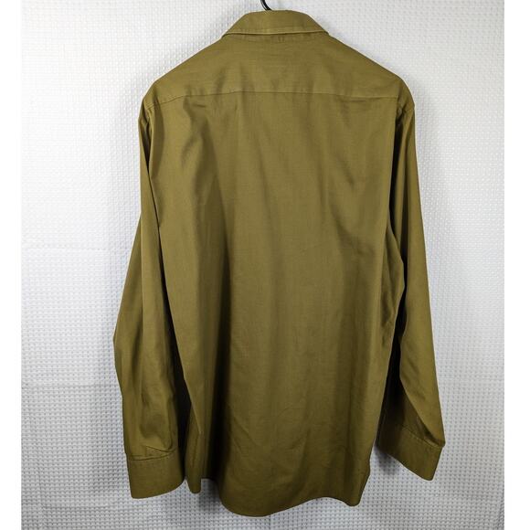 Monte Carlo 16-16.5 L Vintage Olive Green Dress Shirt Men's Made in Korea 80s - Picture 4 of 4